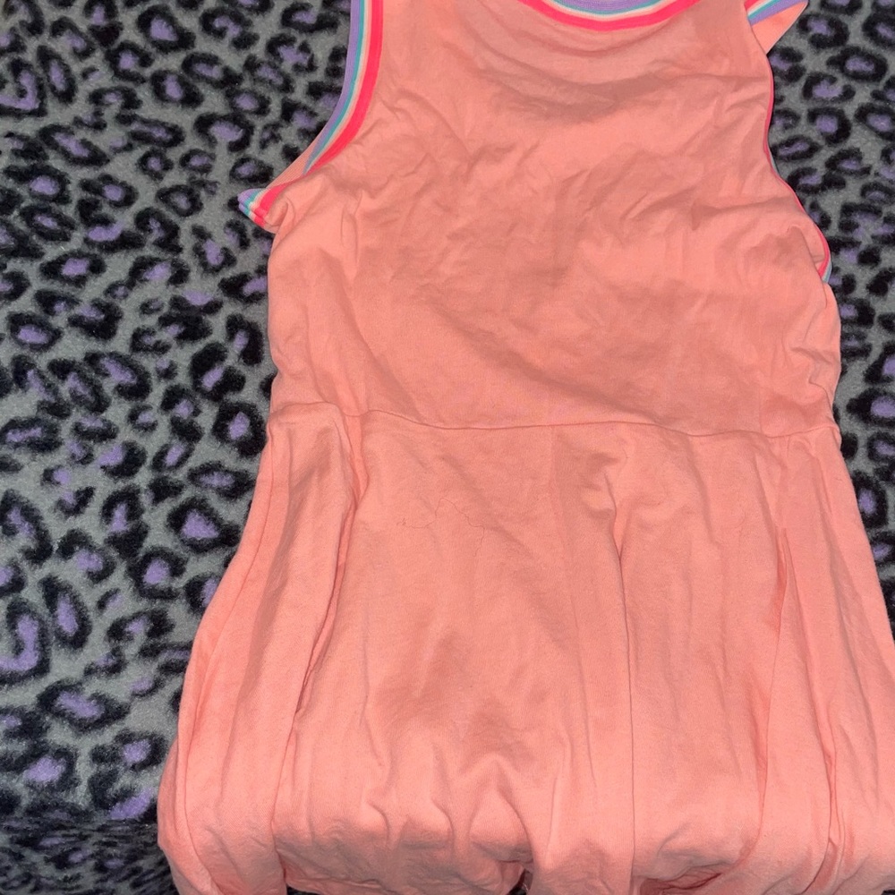 Peach and rainbow dress